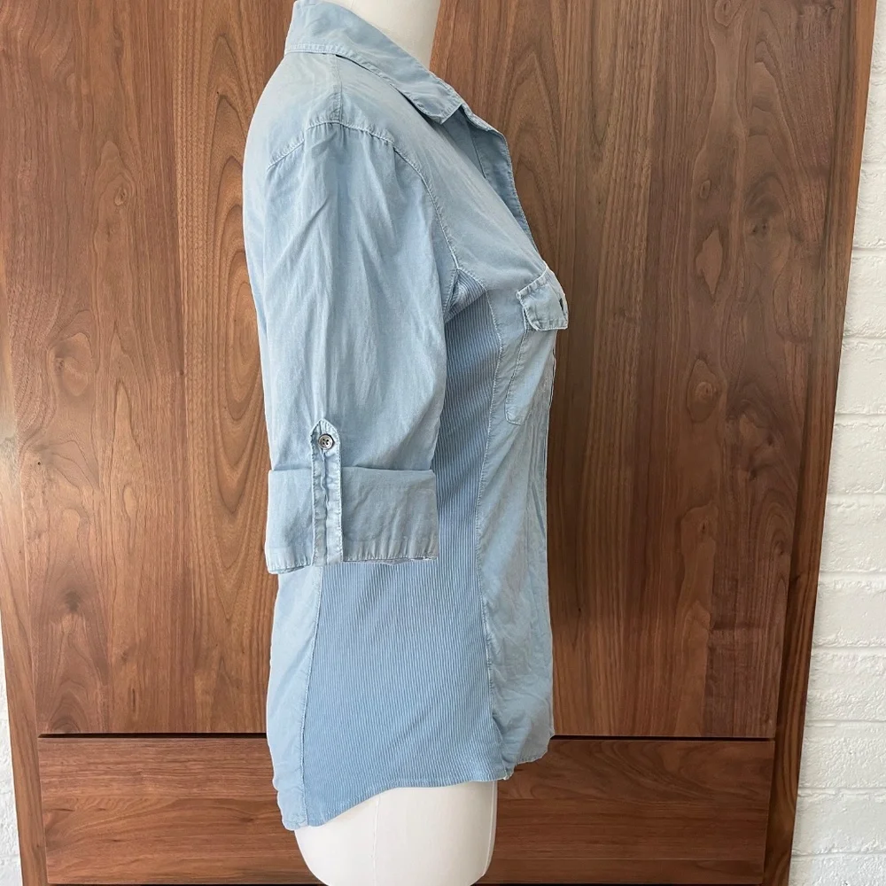 James Perse 3/4 sleeve Button Up Shirt Size 3 - Picture 7 of 7